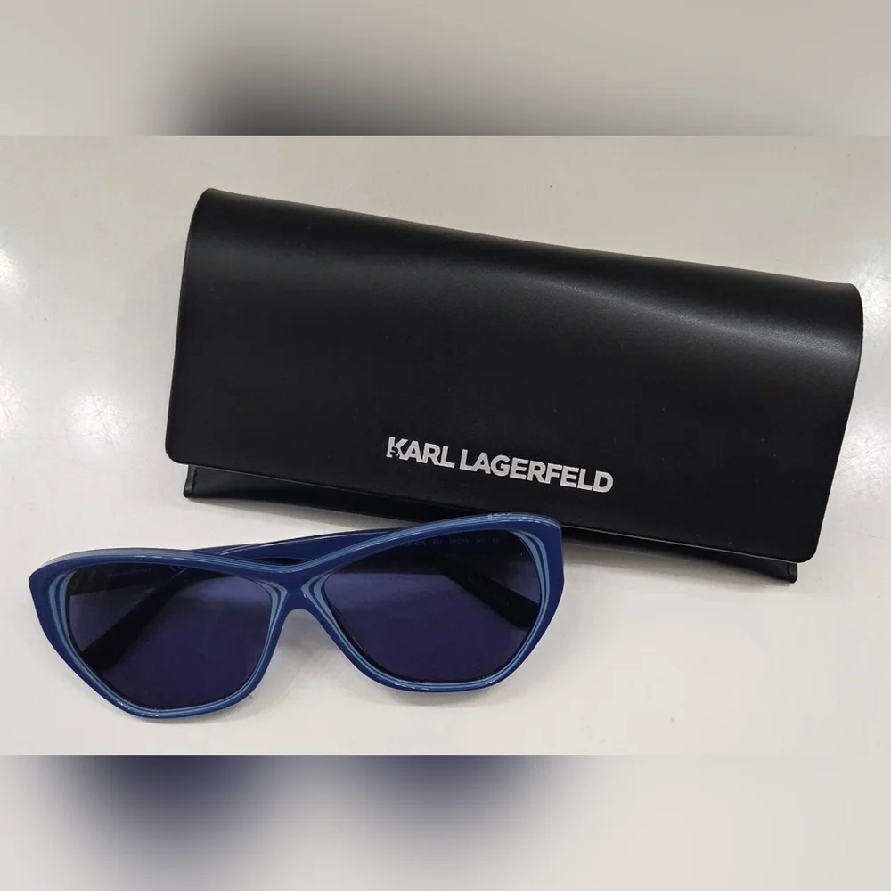 Karl Lagerfeld KL6103S Blue Cat Eye Sunglasses NWT w/ Case Retro Designer UV